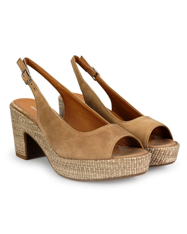 Gianmarco Sorelli Sandalo Donna con Tacco e Plateau in Camoscio Beige - MARIO SPATARELLA