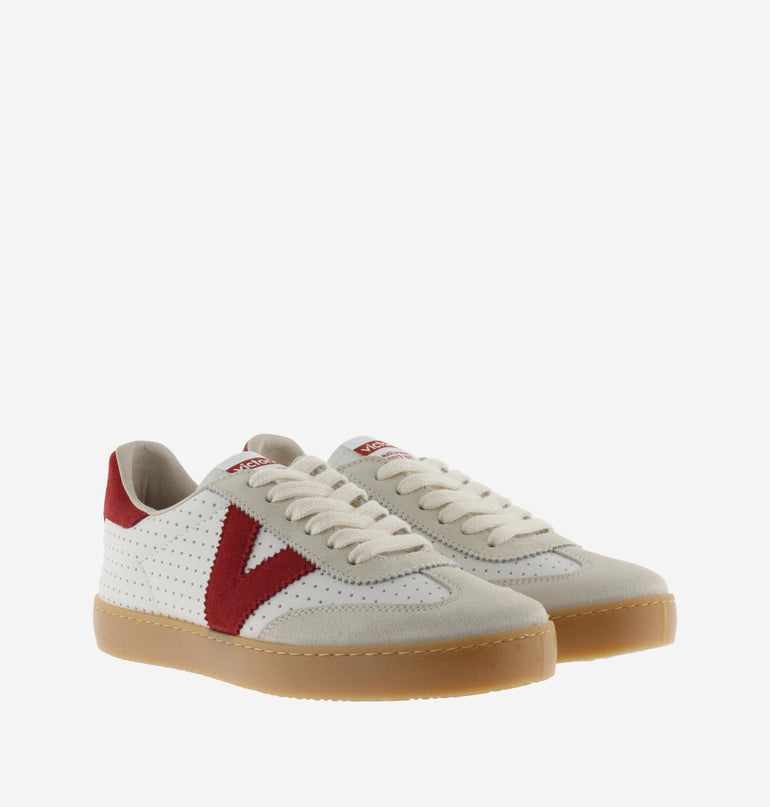 Victoria Sneakers Bassa Donna Bianco Rosso - MARIO SPATARELLA