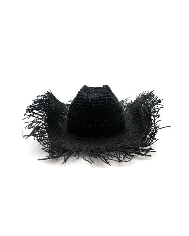 Cappello Texano Sfrangiato in Carta Nero - MARIO SPATARELLA