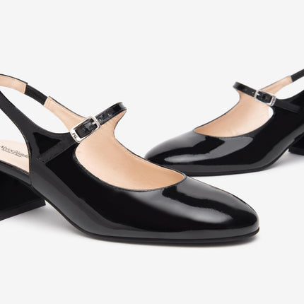 Nero Giardini Chanel Sling Back in Vernice Nera - MARIO SPATARELLA
