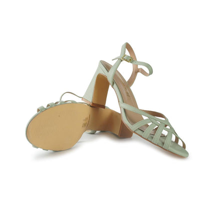 Francesco Milano Sandali Donna con Tacco in Pelle Verde G41-03 VERONA V Francesco Milano 