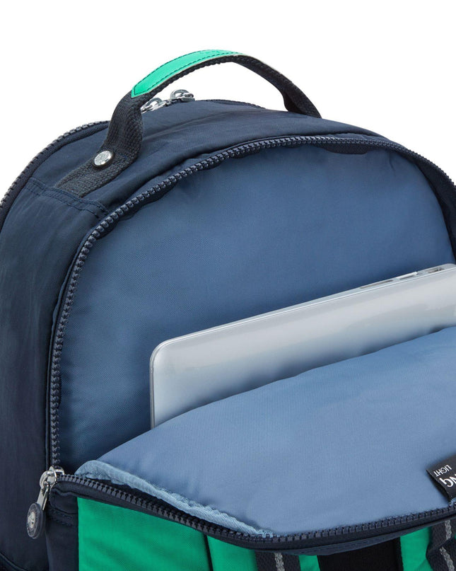 Zaino Porta Computer 15 Pollici Blu SEOUL COLLEGE BLUE GREEN BLOCK Kipling 