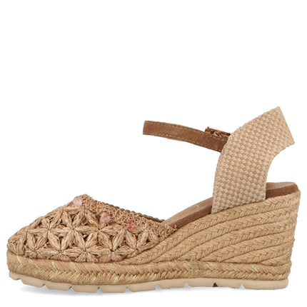 O-Joo Espadrillas Donna con Zeppa in Tessuto Sabbia GERI FLOWER NATURAL O-JOO 