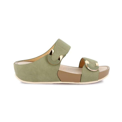Grunland Sandalo Donna Ciabatta Confort con Velcro in Tessuto Oliva - MARIO SPATARELLA