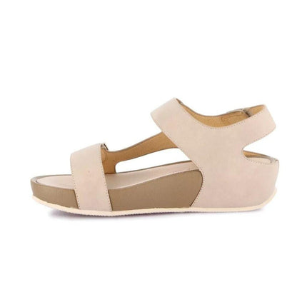 Grunland Sandalo Donna Ciabatta Confort con Velcro in Tessuto Beige - MARIO SPATARELLA