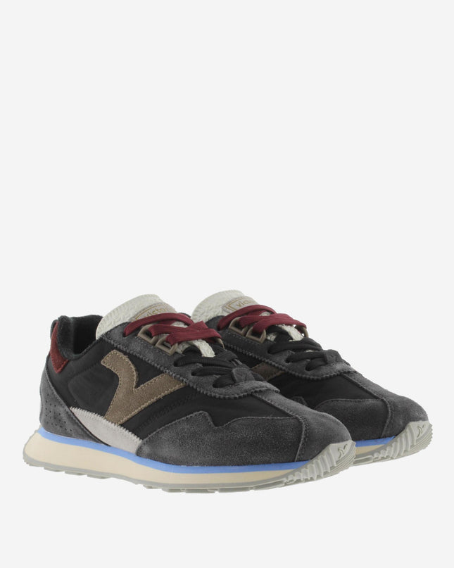 Victoria Sneakers Running Uomo in Pelle Nero Multi - MARIO SPATARELLA