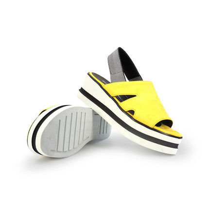 Gianmarco Sorelli Sandalo Donna Platform con Zeppa in Camoscio Giallo - MARIO SPATARELLA