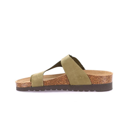 Grunland Sandali Infradito Donna Plantare Sughero in Nabuk Oliva CB0327 HOLA OLIVA Grunland 