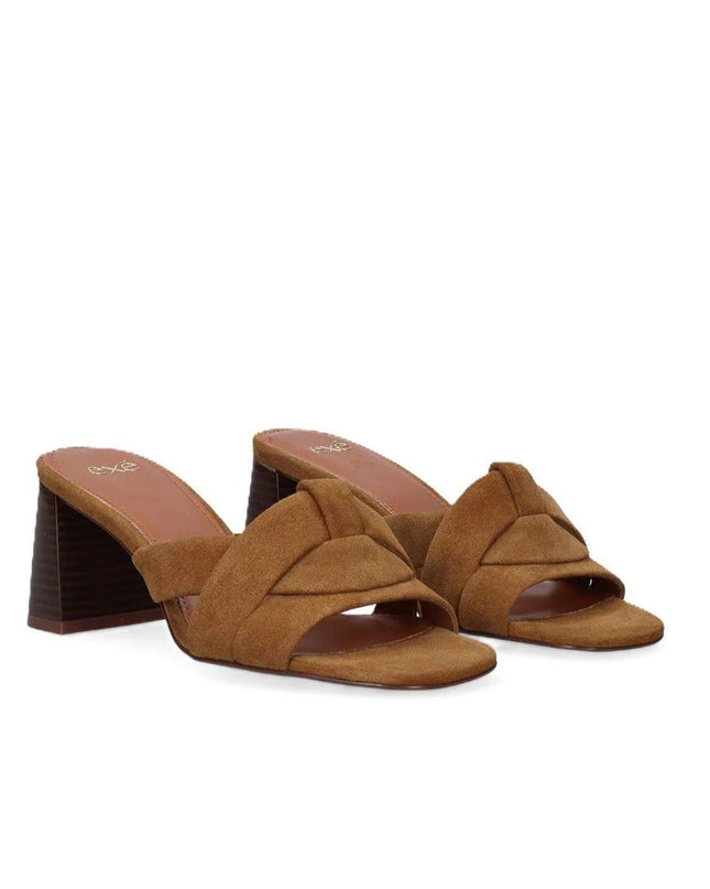 Exe Sandalo Sabot Donna con Tacco Alto in Camoscio Cuoio VENETO 576 TAN Exe 