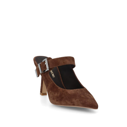 Bruno Premi Sabot Scalzato Tacco Stiletto in Camoscio Tabacco - MARIO SPATARELLA