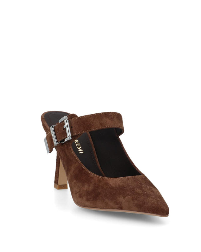 Bruno Premi Sabot Scalzato Tacco Stiletto in Camoscio Tabacco - MARIO SPATARELLA