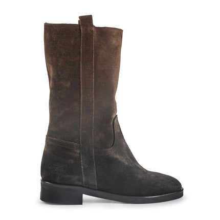 Spatarella Stivaletti Donna Tacco Basso Tubolare in Pelle Ingrassata Marrone - MARIO SPATARELLA