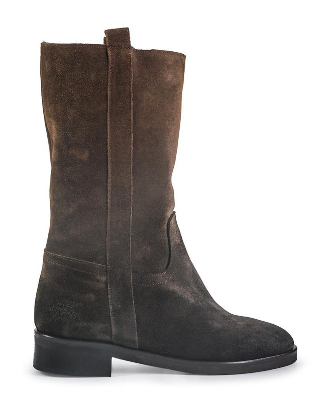 Spatarella Stivaletti Donna Tacco Basso Tubolare in Pelle Ingrassata Marrone - MARIO SPATARELLA