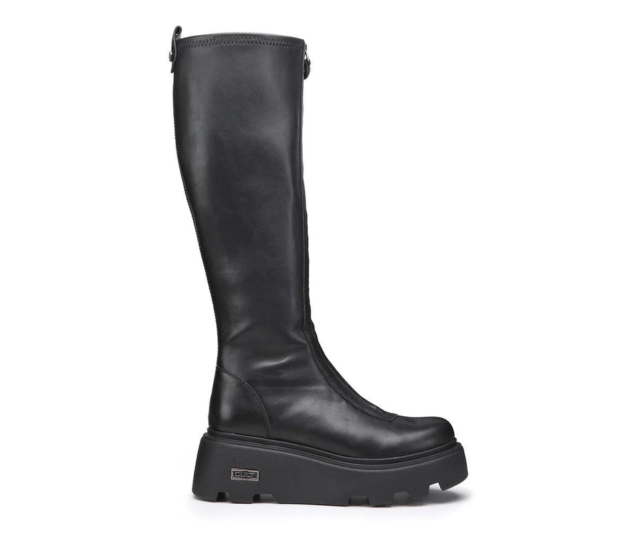 Cult Stivali con Zeppa in Pelle Nero CLW3555 NEW ROCK BLACK Cult 
