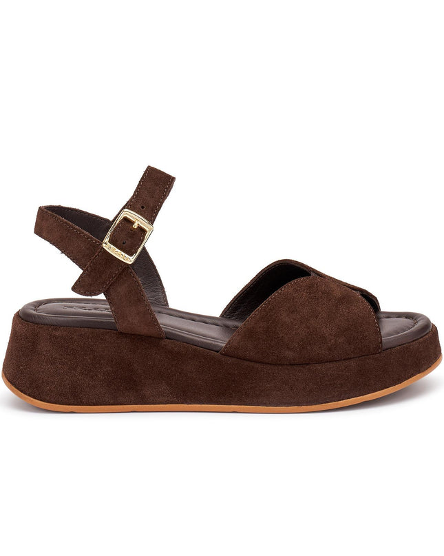 Frau Sandali con Zeppa Donna in Camoscio Marrone 04B2 VELOUR CACAO Frau 