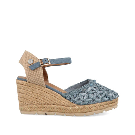 O - Joo Espadrillas Donna con Zeppa in Tessuto Blu - MARIO SPATARELLA