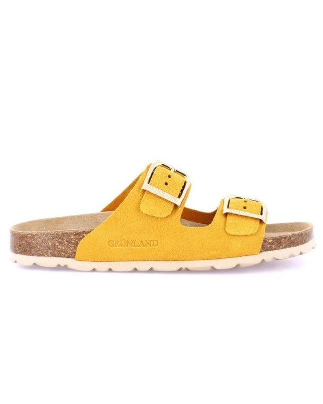 Grunland Sandali Doppia Fibbia Plantare Morbido Sughero Bio Donna in Camoscio Ocra CB2631 SARA OCRA Grunland 