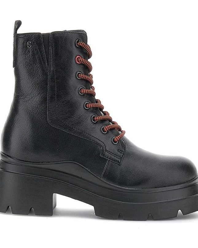 Anfibi Donna Combat Pelle Nero THAMI 5 220309 BLACK Stonefly 