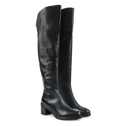 Gianni Crasto Stivale Donna in Pelle Nera con Tacco Medio e Gambale Alto Sopra il Ginocchio 2530G BLACK Gianni Crasto 