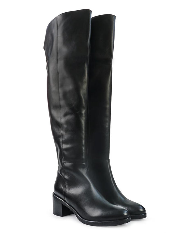 Gianni Crasto Stivale Donna in Pelle Nera con Tacco Medio e Gambale Alto Sopra il Ginocchio 2530G BLACK Gianni Crasto 