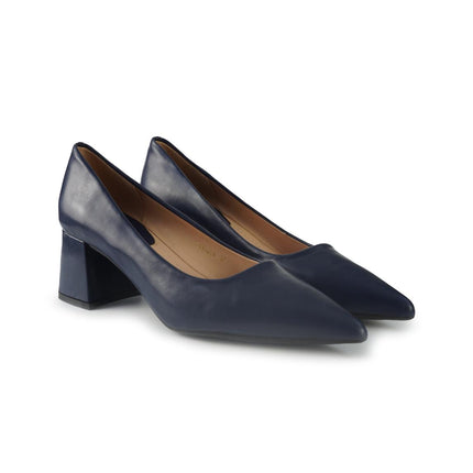 Francesco Milano Decollete in Pelle Blu Tacco Largo F11-01A SACCHETTO NAVY Francesco Milano 