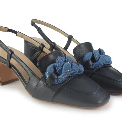 Slingback Pelle Blu 93M4 BLU Frau 
