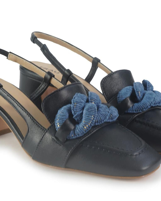 Slingback Pelle Blu 93M4 BLU Frau 