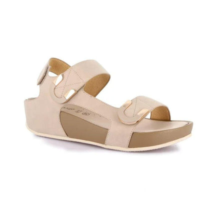 Grunland Sandalo Donna Ciabatta Confort con Velcro in Tessuto Beige - MARIO SPATARELLA
