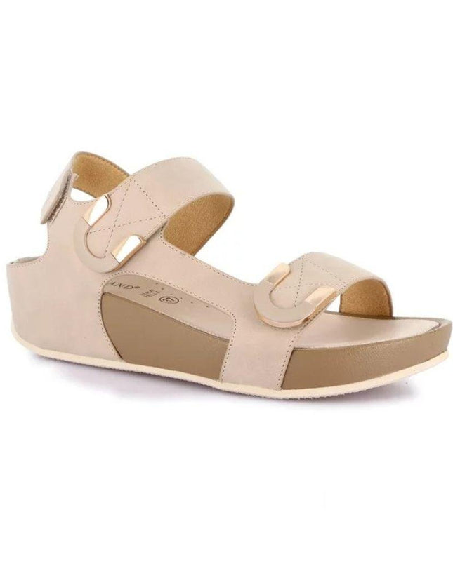 Grunland Sandalo Donna Ciabatta Confort con Velcro in Tessuto Beige - MARIO SPATARELLA