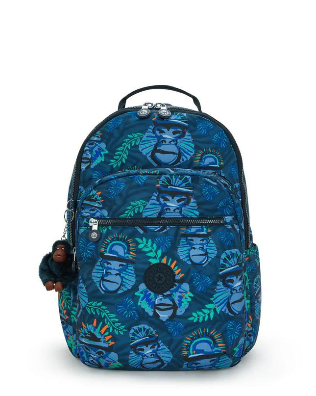 Zaino Porta Computer 15 Pollici Fantasia Blu SEOUL LAP BLUE MONKEY FUN Kipling 