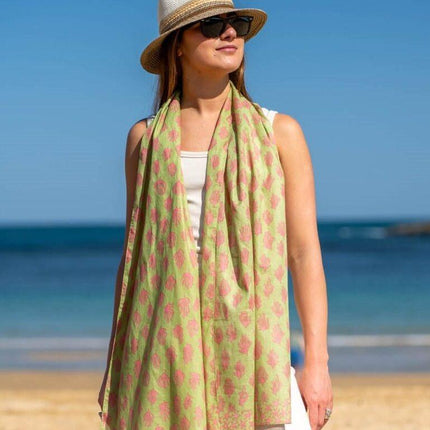 Foulard in Cotone Stampato Fantasia Verde ACT128F COTTON GREEN Colores de Otono 