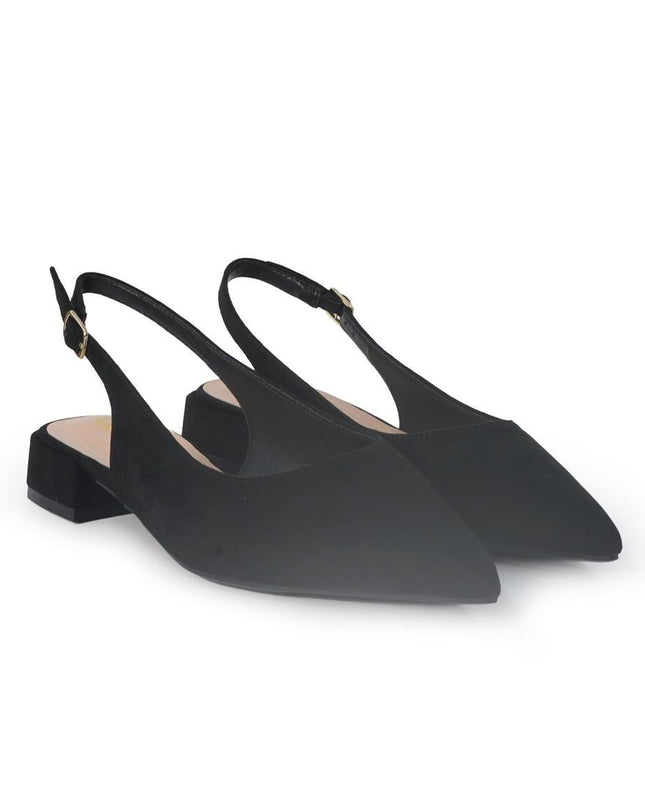 ClaudV Chanel Donna Sling Back Tacco Basso in Camoscio Nero - MARIO SPATARELLA