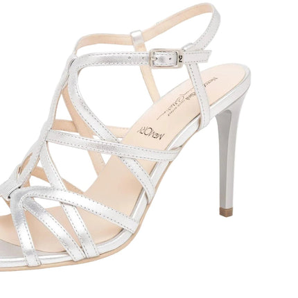 Nero Giardini Sandali Donna con Tacco Alto Stiletto in Pelle Argento - MARIO SPATARELLA