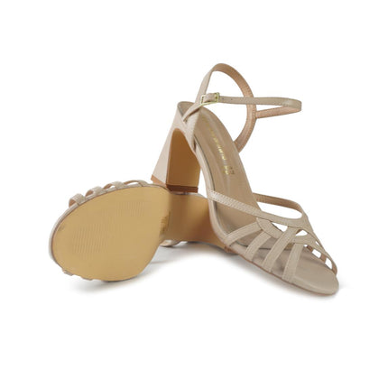 Francesco Milano Sandali Donna con Tacco in Pelle Beige G41-03 VERONA Francesco Milano 