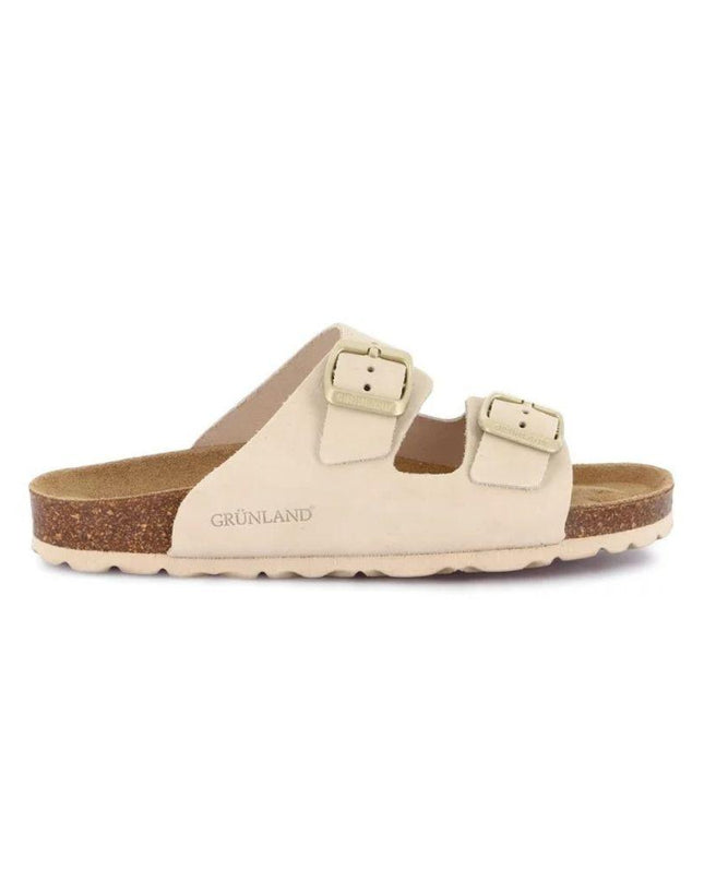 Grunland Sandali Doppia Fibbia Plantare Morbido Sughero Bio Donna in Nabuk  Panna CB6003 SARA PANNA Grunland 