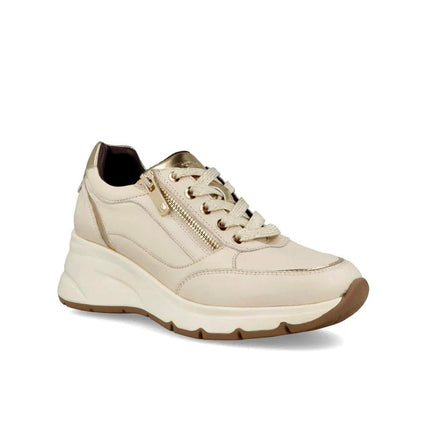 Impronte Sneakers Donna Lacci e Zip in Pelle Off White - MARIO SPATARELLA