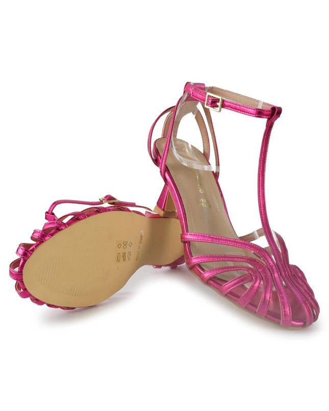 Francesco Milano Sandali Donna Fuxia con Tacco Rocchetto G20-01N LAMINATO Francesco Milano 