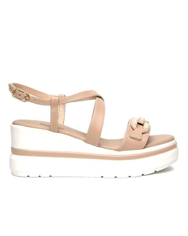NeroGiardini Sandali Donna con Zeppa in Pelle Lino Beige - MARIO SPATARELLA