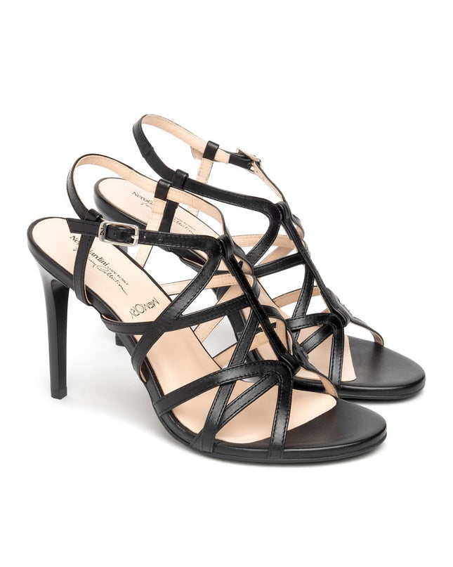 Nero Giardini Sandali Donna con Tacco Alto Stiletto  in Pelle Nera E615620DE NERO 100 Nero Giardini 