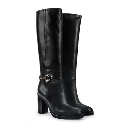 Gianni Crasto Stivale Donna in Pelle Nera con Tacco Alto e Sperone - MARIO SPATARELLA