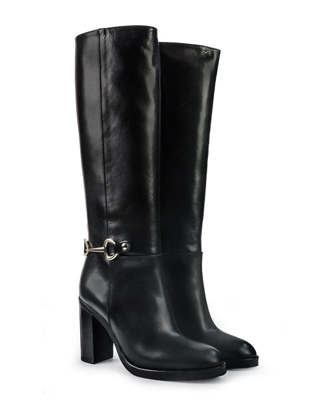 Gianni Crasto Stivale Donna in Pelle Nera con Tacco Alto e Sperone - MARIO SPATARELLA