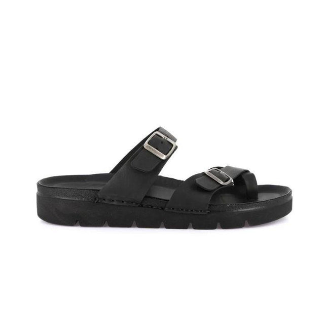 Grunland Sandali Infradito Uomo Doppia Fibbia in Pelle Nera CI3097 LERO NERO Grunland 