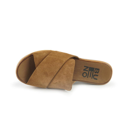 Bueno Sandali Donna con Zeppa in Camoscio Cuoio A4703 CAMOSCIO Bueno 