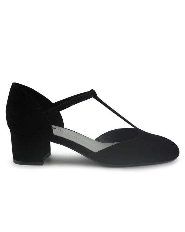 Frau Decolletè Mary Jane Charleston in Camoscio Nero 66D7 NERO Frau 