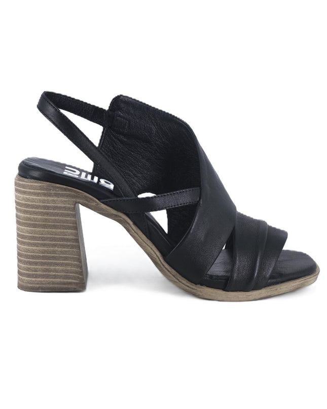 Sandali Donna con Tacco in Pelle Nera Y3705 NERO Bueno 