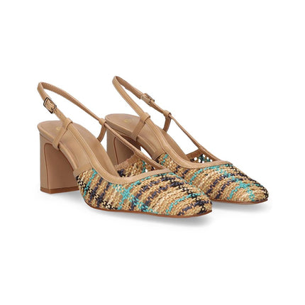 Exe Chanel Sling Back Donna Intrecciato Multi Beige 2514-2506 TURCHESE BLU Exe 