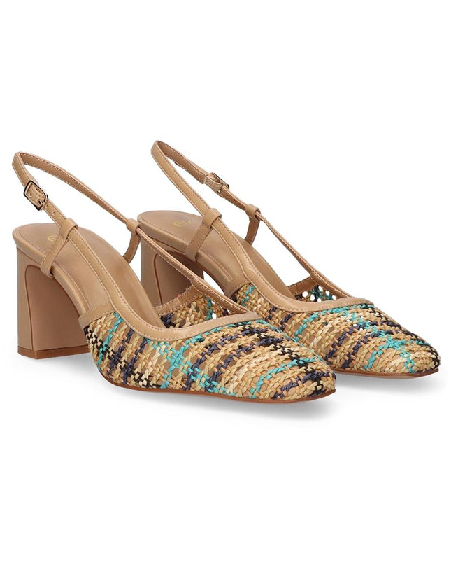 Exe Chanel Sling Back Donna Intrecciato Multi Beige 2514-2506 TURCHESE BLU Exe 