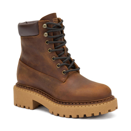 Frau Anfibi Donna in Pelle Cuoio Yellow Boot Giallone 78E7 CRAZY TAN Frau 