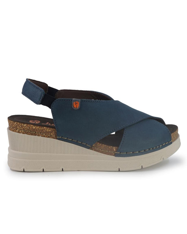 Jungla Sandali Donna con Zeppa in Pelle Blu 8027 AVIO Jungla 
