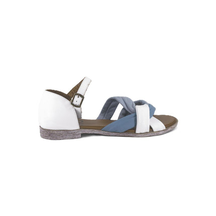 Sandali Donna Bassi in Pelle Y3405 AZZURRO Bueno 